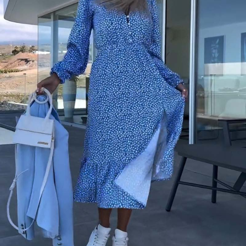 V-neck floral patchwork Dress