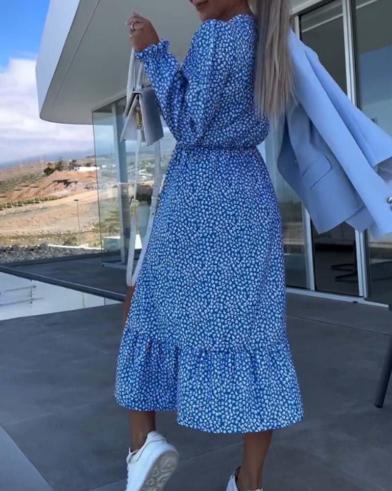 V-neck floral patchwork Dress