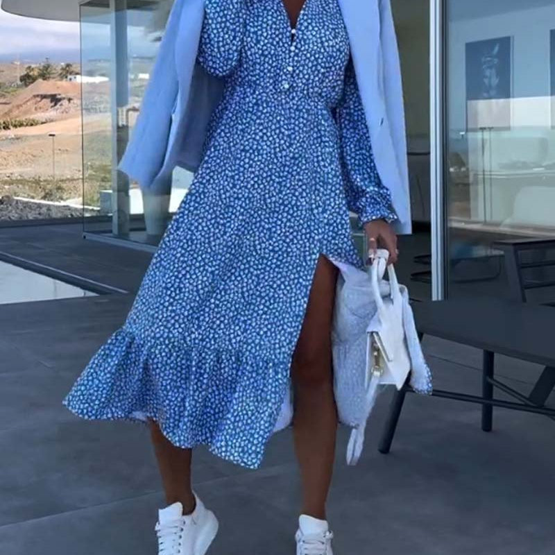 V-neck floral patchwork Dress